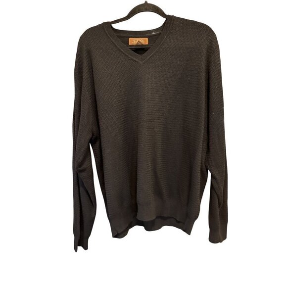 Tasso Elba Mens Black V-Neck Sweater XXL Silk & Cashmere Blend - Picture 1 of 9